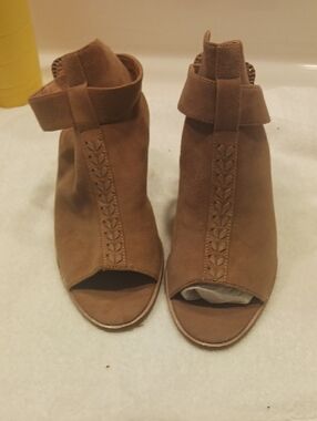 Jack Rogers Brown Open-Toe Suede Ankle Heels
